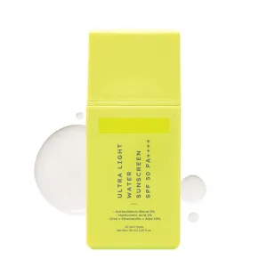 1% Hyaluronic Ultra Light Water Sunscreen SPF 50 PA      | Broad Spectrum & Blue Light Protection | No White Cast | 5% Antioxidants Niacinamide Vitamin E | Korean Sun cream for Men Women | 50ml