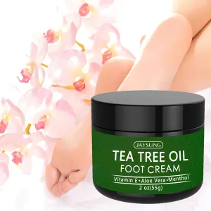1 Pcs - 2oz/55g Tea Tree Foot Cream with Aloe Vera, Hyaluronic Acid And Honey, Deeply Hydrates And Smooths Dry, Rough Skin, for All Skin Types, SQQ356699
