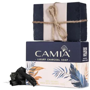 100% Organic Handmade Charcoal Soap | Luxury Natural Bath Soap to Remove Toxins Impurities & Improves Skin Complexion | Free From Chemicals, Artificial Color & Preservatives. (125 gm)