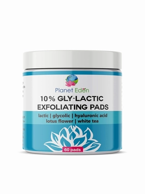 10% Gly-Lactic Lactic and Glycolic Exfoliating Nightly Skin Pads ULTRA PURE - Sensitive SKIN - Moisturizing Hyaluronic Acid, Lotus Flower, White Tea