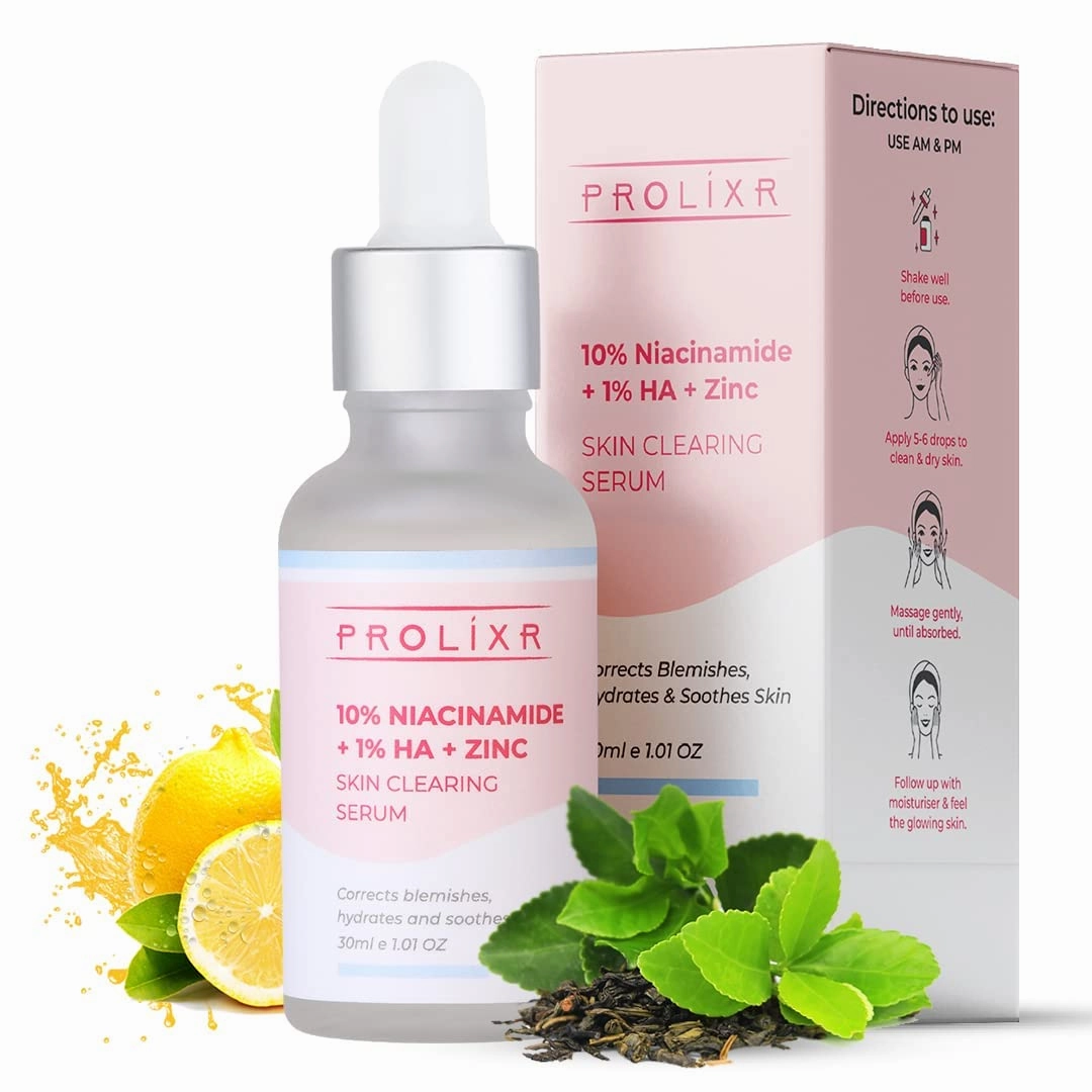 10% Niacinamide   1% Hyaluronic Acid   Zinc Skin Clearing Face Serum | Acne Marks & Blemishes | Oil Balancing - 30ml