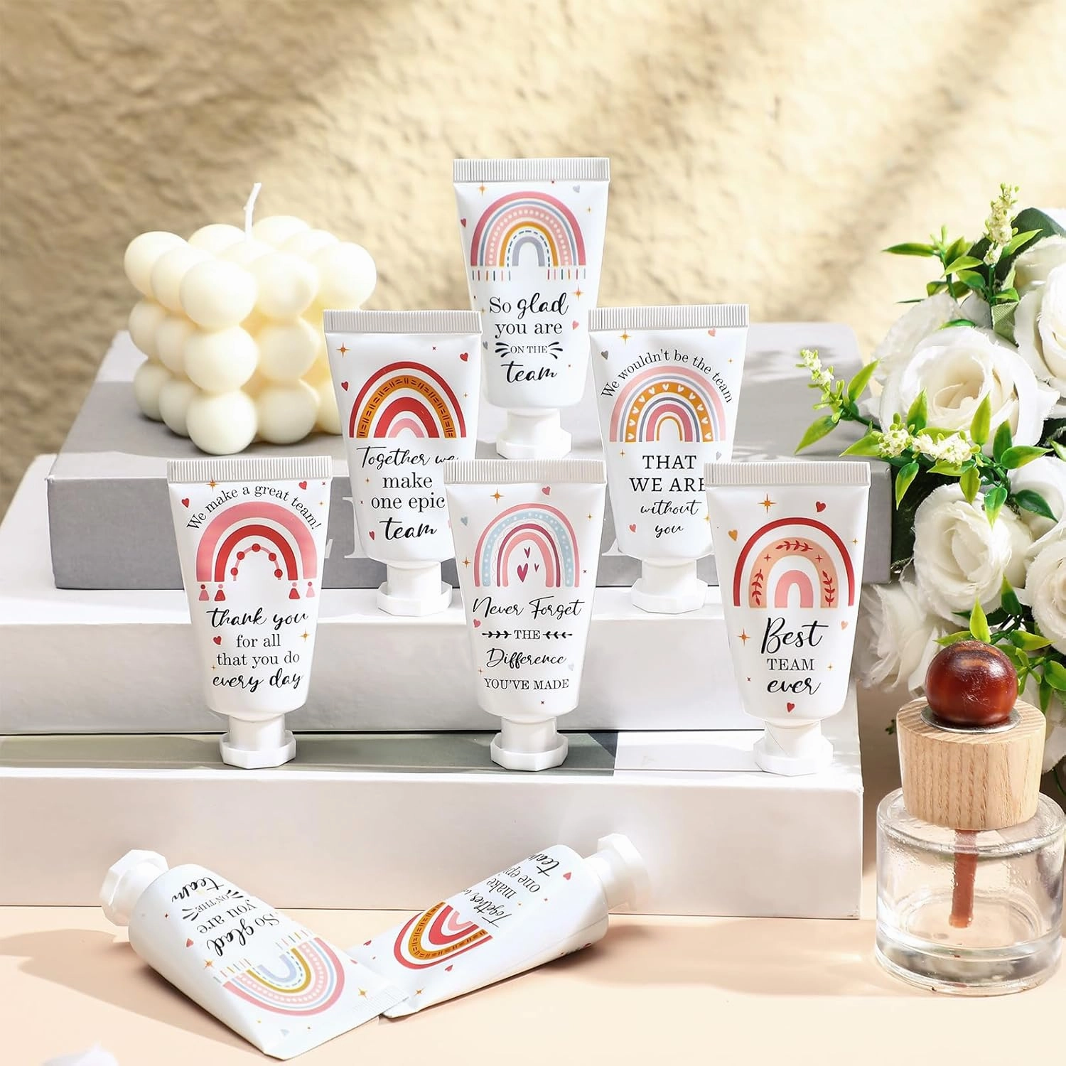 12 Pack Cna Week Gifts Bulk Employee Appreciation Hand Cream Inspirational Team Gifts Boho Rainbow Cna Week Staff Graduation Gift Travel Size Bulk for Teacher Employees Coworkers Women