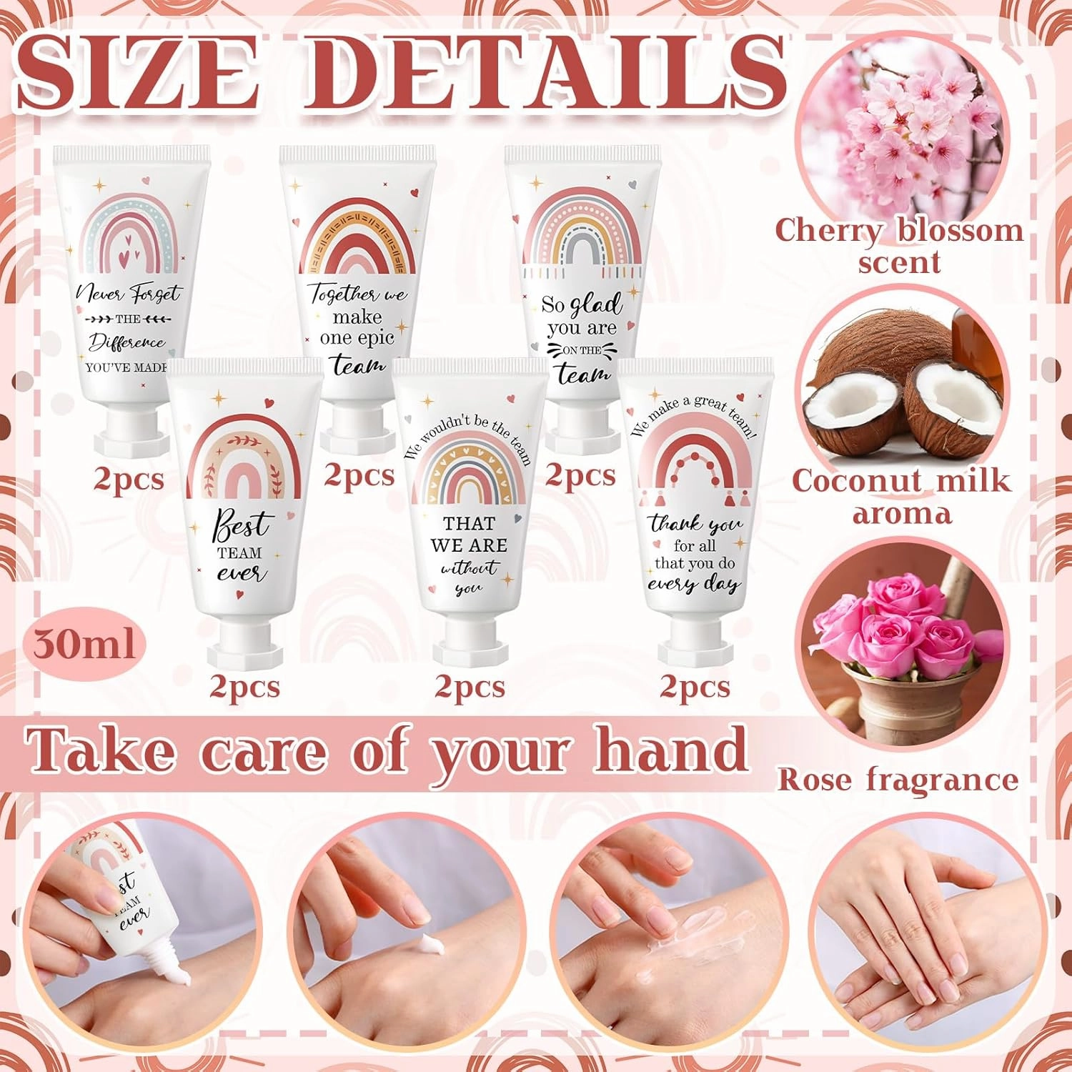 12 Pack Cna Week Gifts Bulk Employee Appreciation Hand Cream Inspirational Team Gifts Boho Rainbow Cna Week Staff Graduation Gift Travel Size Bulk for Teacher Employees Coworkers Women