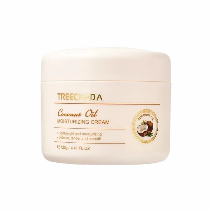 1PC Treechada Coconut Oil Moisturizing Cream, Lightweight and Moisturizing, Delicate Tender and Smooth Facial Cream, 125g