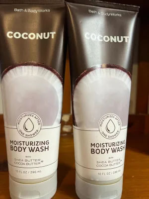 2 COCONUT Moisturizing Body Wash Shea Cocoa Butter bath & body 10 fl oz