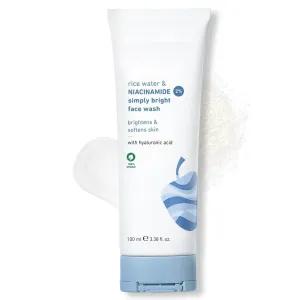 2% Niacinamide Simply Bright Face Wash With Rice Water | Brightens Skin, Helps Fade Blemishes | Softens & Smoothens Skin | Gentle & Non-Drying | Women & Men | 100% Vegan | 100 ml