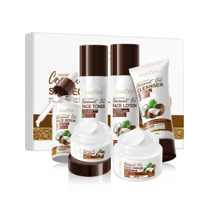 2 Pack For SADOER Coconut Oil Skincare Gift Set,6 Piece Face Care Collection,Skin Care Kit,Cleansing Moisturizing Skin Care Collection,Contains cleanser toner eye cream lotion face cream serum