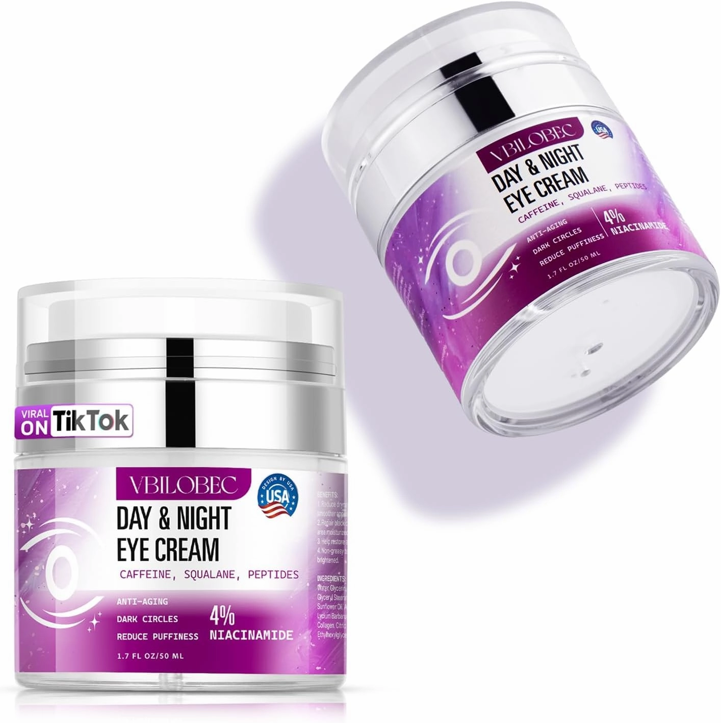 2025 Latest Caffeine Eye Cream:[30  SGS Certified] [Used by Over 1M Fans] Anti-aging Eye Cream to eliminate dark circles, puffiness, and fine lines.1.7 fl oz, for Women& Men,2PC