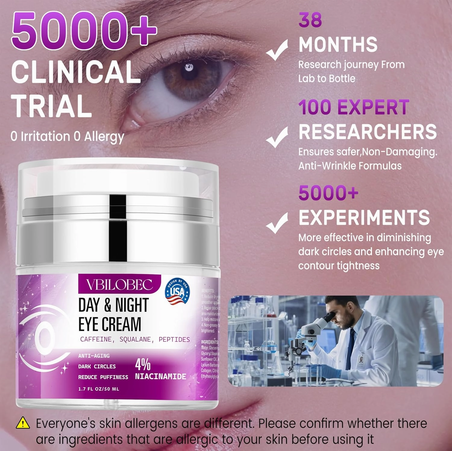 2025 Latest Caffeine Eye Cream:[30  SGS Certified] [Used by Over 1M Fans] Anti-aging Eye Cream to eliminate dark circles, puffiness, and fine lines.1.7 fl oz, for Women& Men,2PC
