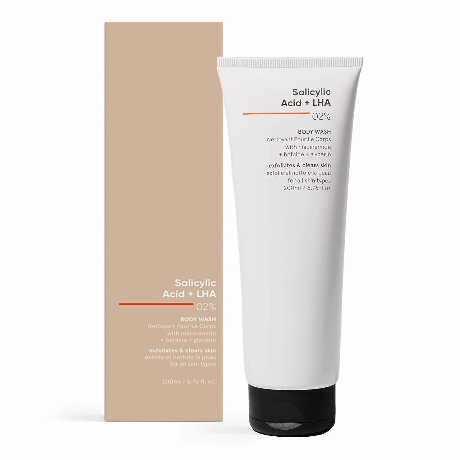 2% Salicylic Acid   LHA Body Wash | Un-even, Rough & Bumpy Skin | Sulphate (SLS), Dye, & Fragrance Free | Shower Gel For Women & Men | 200 ml.