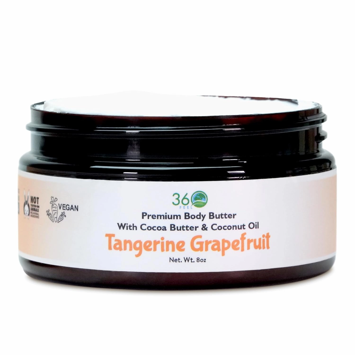360Feel Tangerine Grapefruit Body Butter - Nourishing and Hydrating Shea Body Butter with a Gentle Formula - Handmade with Essential Oils - Creamy Formula - Zero Harsh Additives - 8 Ounce