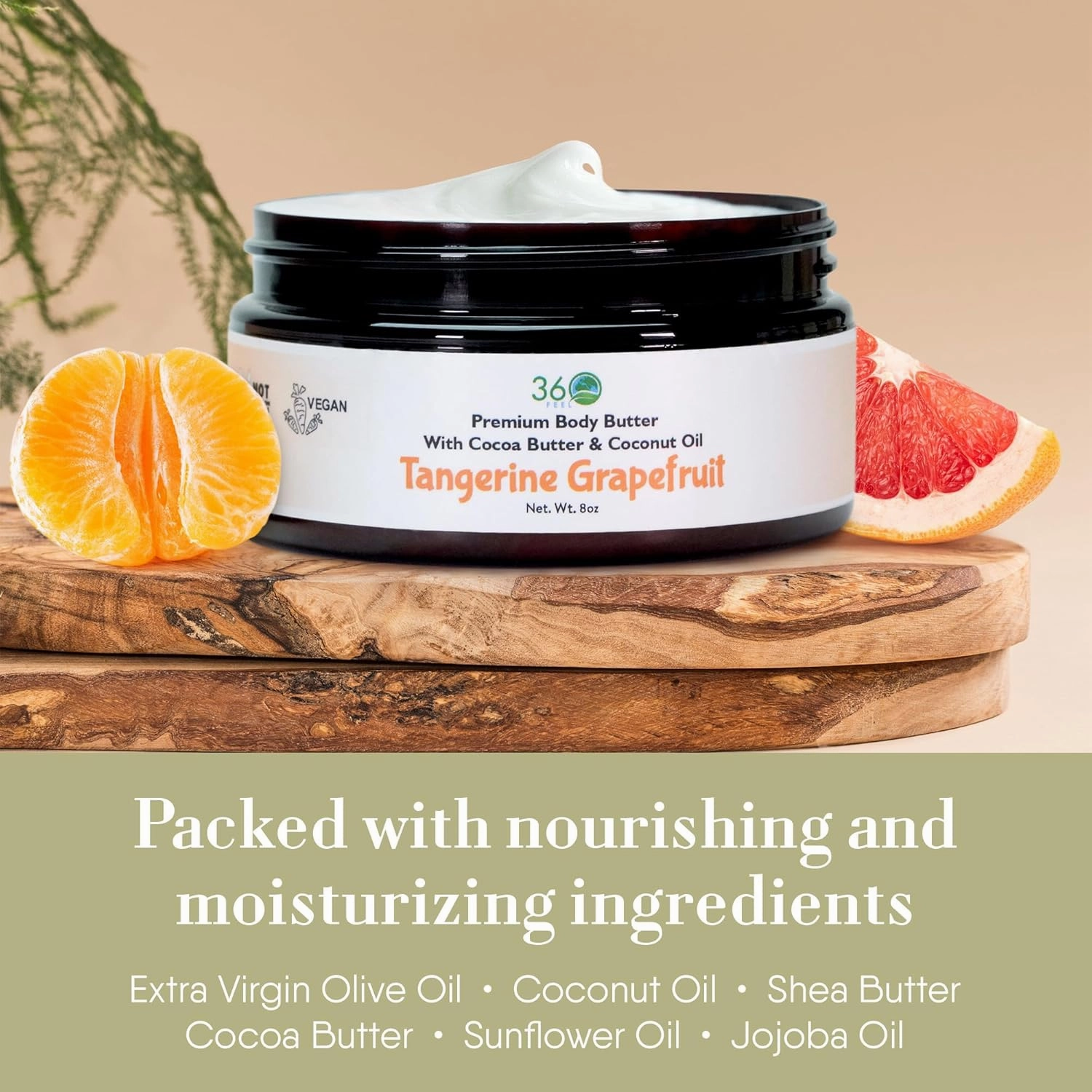 360Feel Tangerine Grapefruit Body Butter - Nourishing and Hydrating Shea Body Butter with a Gentle Formula - Handmade with Essential Oils - Creamy Formula - Zero Harsh Additives - 8 Ounce