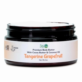 360Feel Tangerine Grapefruit Body Butter - Nourishing and Hydrating Shea Body Butter with a Gentle Formula - Handmade with Essential Oils - Creamy Formula - Zero Harsh Additives - 8 Ounce