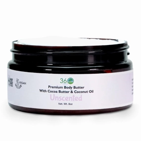 360Feel Unscented Body Butter - Nourishing and Hydrating Body Butter with a Gentle Unscented Formula - Handmade with Essential Oils - Creamy Formula for Daily Use - Zero Harsh Additives - 8 Ounce