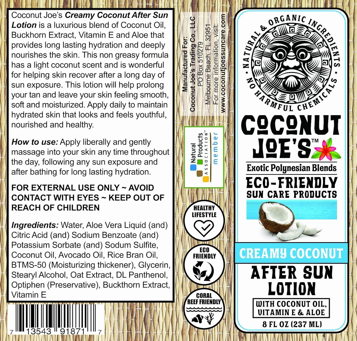 3-PACK SPECIAL | Creamy Coconut After Sun Lotion by Coconut Joe's | Enriched with Coconut Oil Vitamin E and Aloe, Deeply Moisturizes Your Skin, 8 ounce bottle