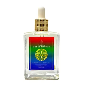 40ml Crystal Infused Money Magnet Intentional Luxury Body Oil, Handmade with 100% Clear Jojoba Oil   Vitamin E & Phthalate-Free Fragrances, Money Drawing Oil with Crystals, Magick Oils