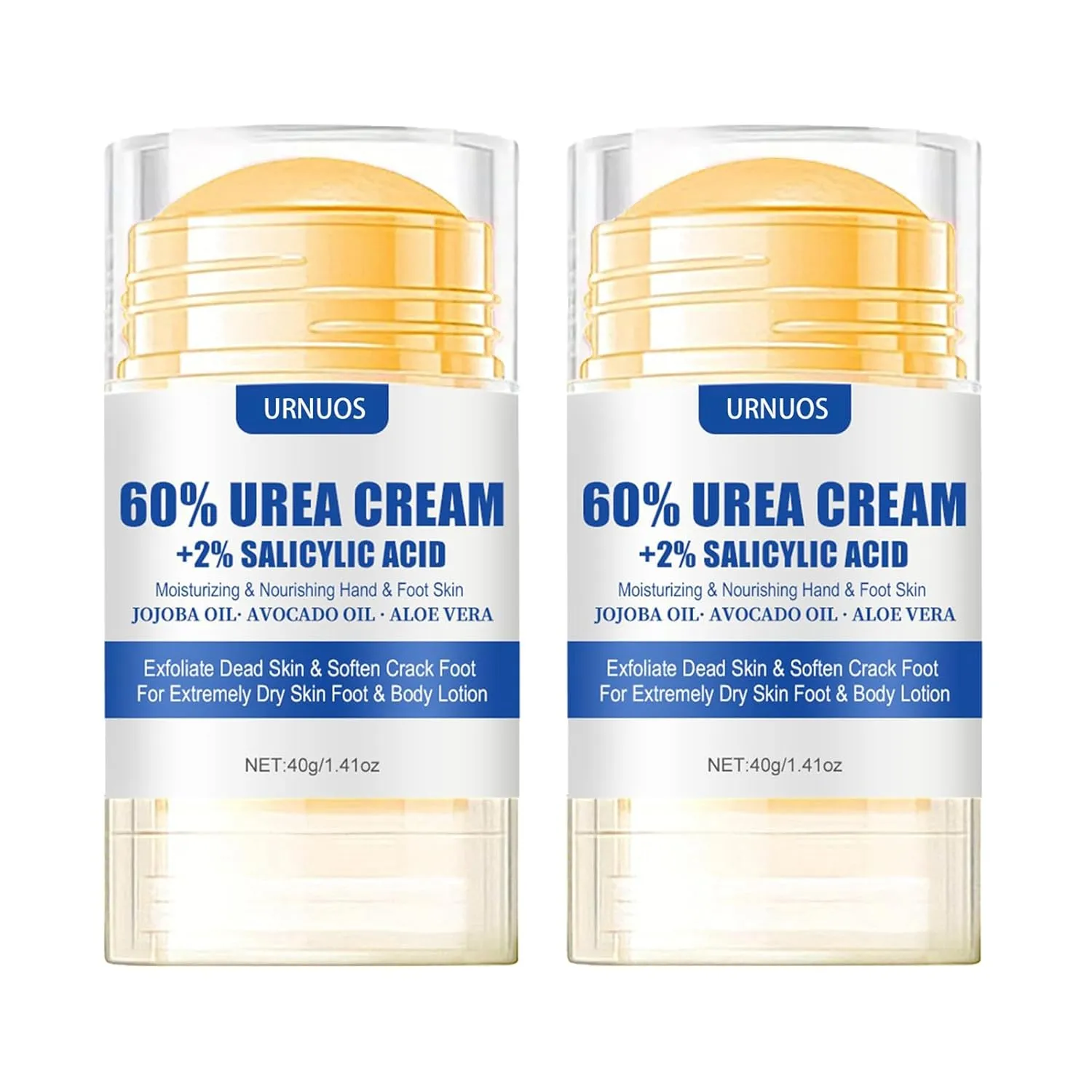60% Urea plus 2% Salicylic Acid Foot Cream Moisturizer for Dry Cracked Feet Knees Elbows Hands Hydrates &Nourish Foot Care for Softens Skin Exfoliates DeadSkin Smoothing Skin Women and Men 1.41oz (2)