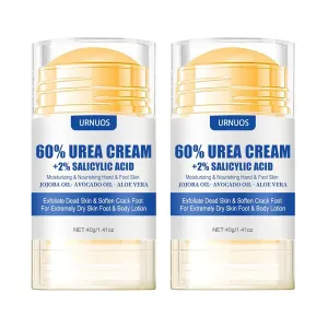 60% Urea plus 2% Salicylic Acid Foot Cream Moisturizer for Dry Cracked Feet Knees Elbows Hands Hydrates &Nourish Foot Care for Softens Skin Exfoliates DeadSkin Smoothing Skin Women and Men 1.41oz (2)