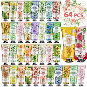 64 Pack Moisturizing Hand Cream Set For Women, Fathers Day Gifts for Dad, Bulk Hand Lotion Travel Size for Dry Cracked Hands, Mini Hand Cream for Thank You Gifts and Small Gifts for Women