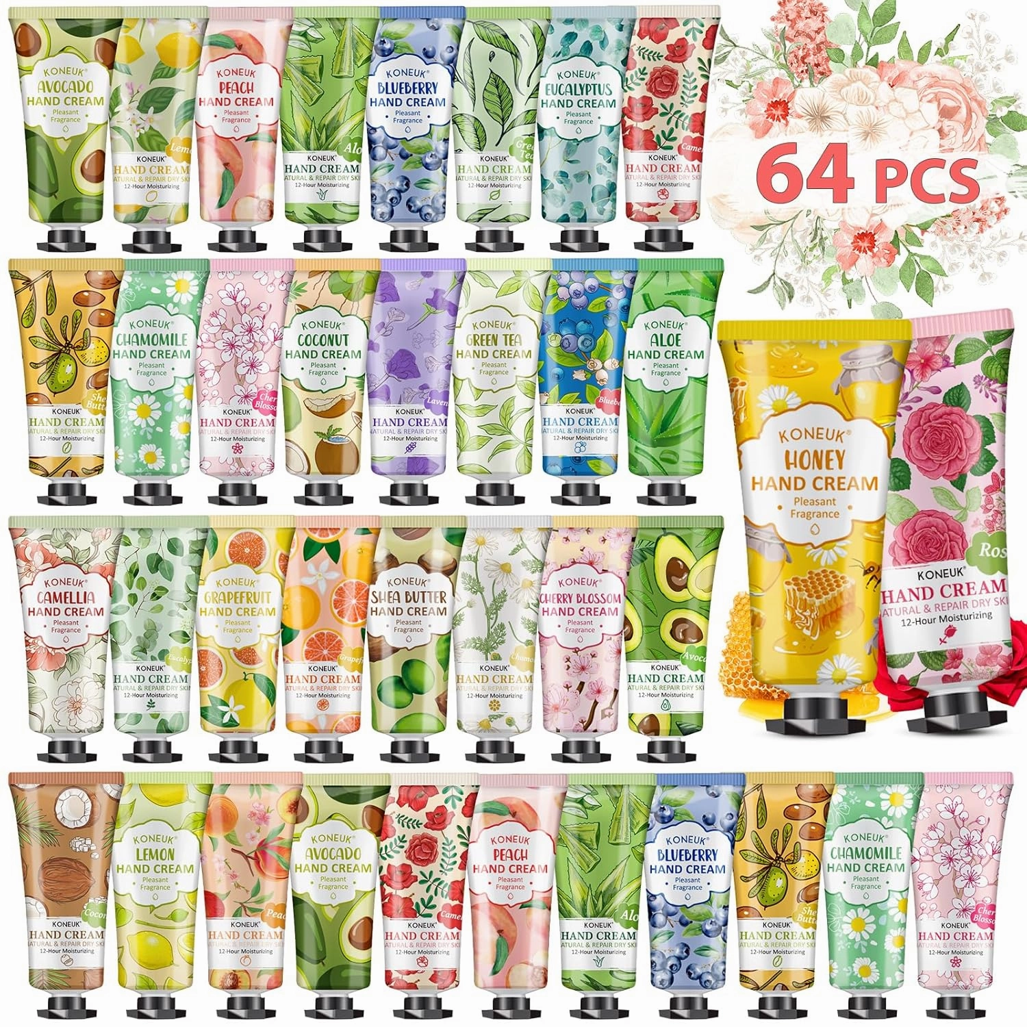 64 Pack Moisturizing Hand Cream Set For Women, Fathers Day Gifts for Dad, Bulk Hand Lotion Travel Size for Dry Cracked Hands, Mini Hand Cream for Thank You Gifts and Small Gifts for Women