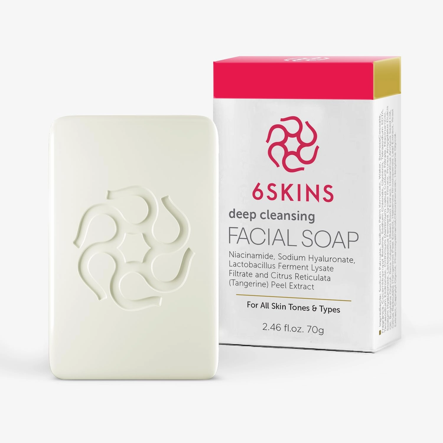 6SKINS® Deep Cleansing Foaming Soap Bar with Niacinamide, Eliminate Dead Skin Cells with Gentle Exfoliation | Glowing Soap For All Skin Types with Premium Natural Extracts & Oils (Pack of 1)