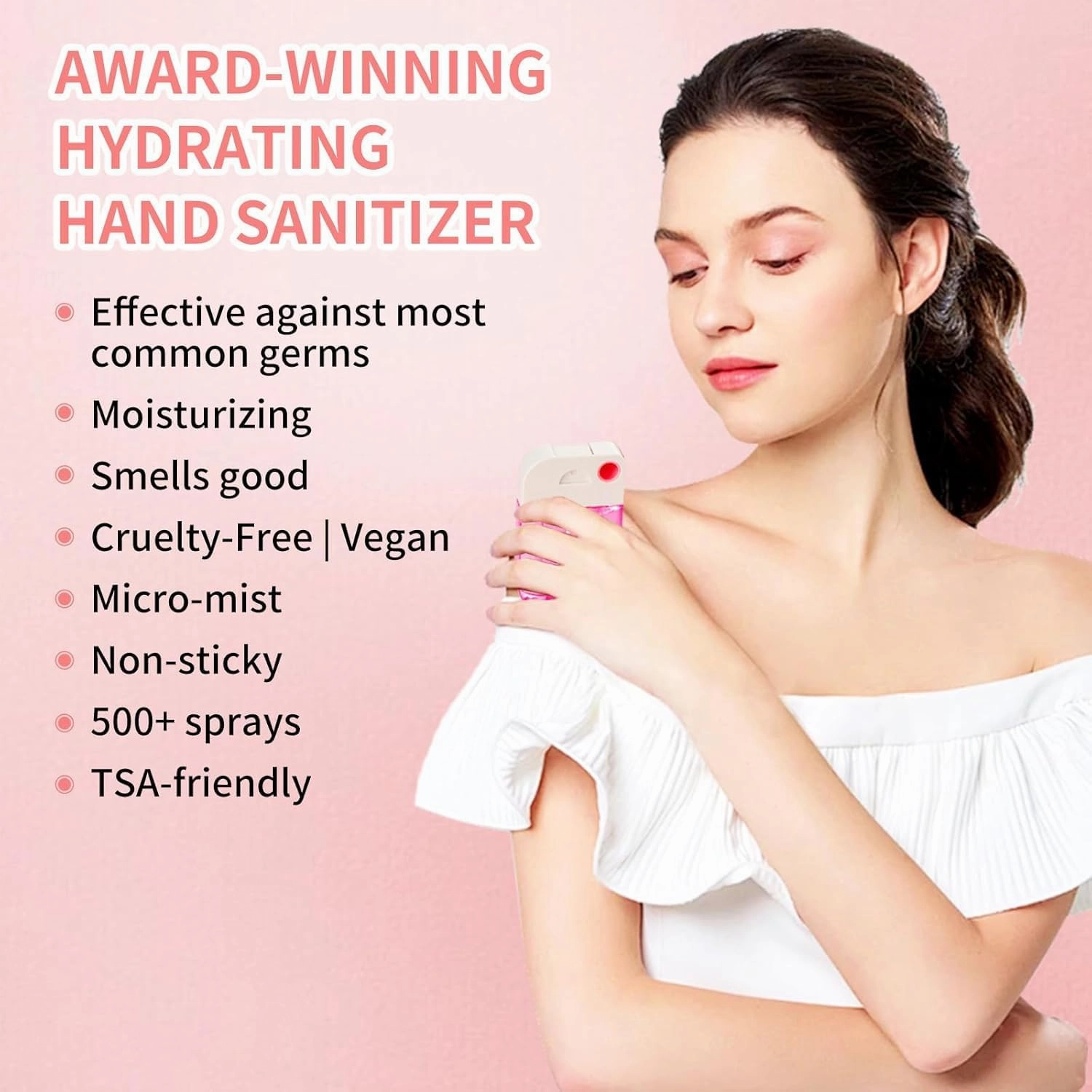 8 Pcs Hydrating Hand Sanitizer Spray, 8 Scents, 10.4 FL. OZ. Portable Sanitizer Spray for Travel Size, 500-Sprays Each Multi-Flavor (8Pcs.)