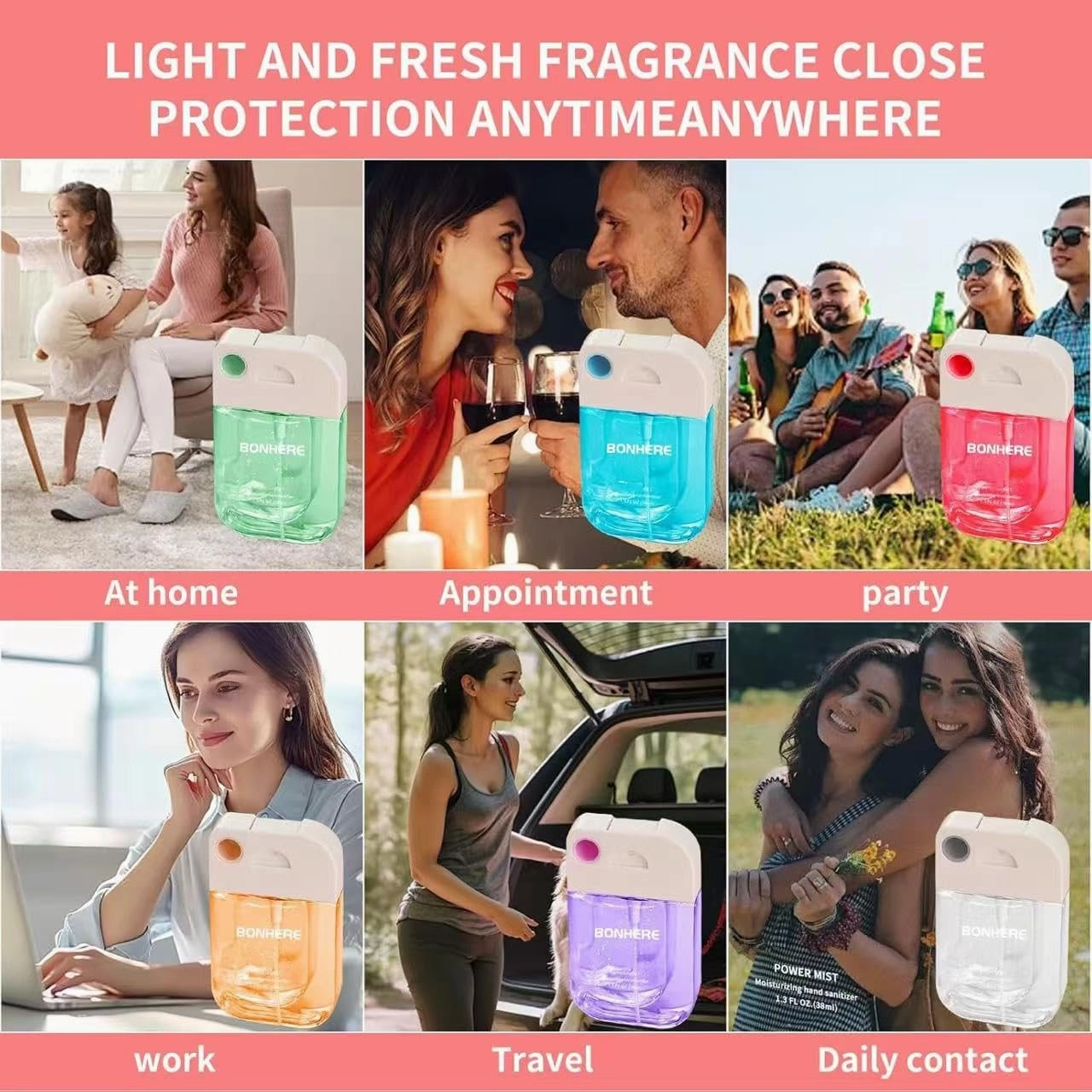 8 Pcs Hydrating Hand Sanitizer Spray, 8 Scents, 10.4 FL. OZ. Portable Sanitizer Spray for Travel Size, 500-Sprays Each Multi-Flavor (8Pcs.)
