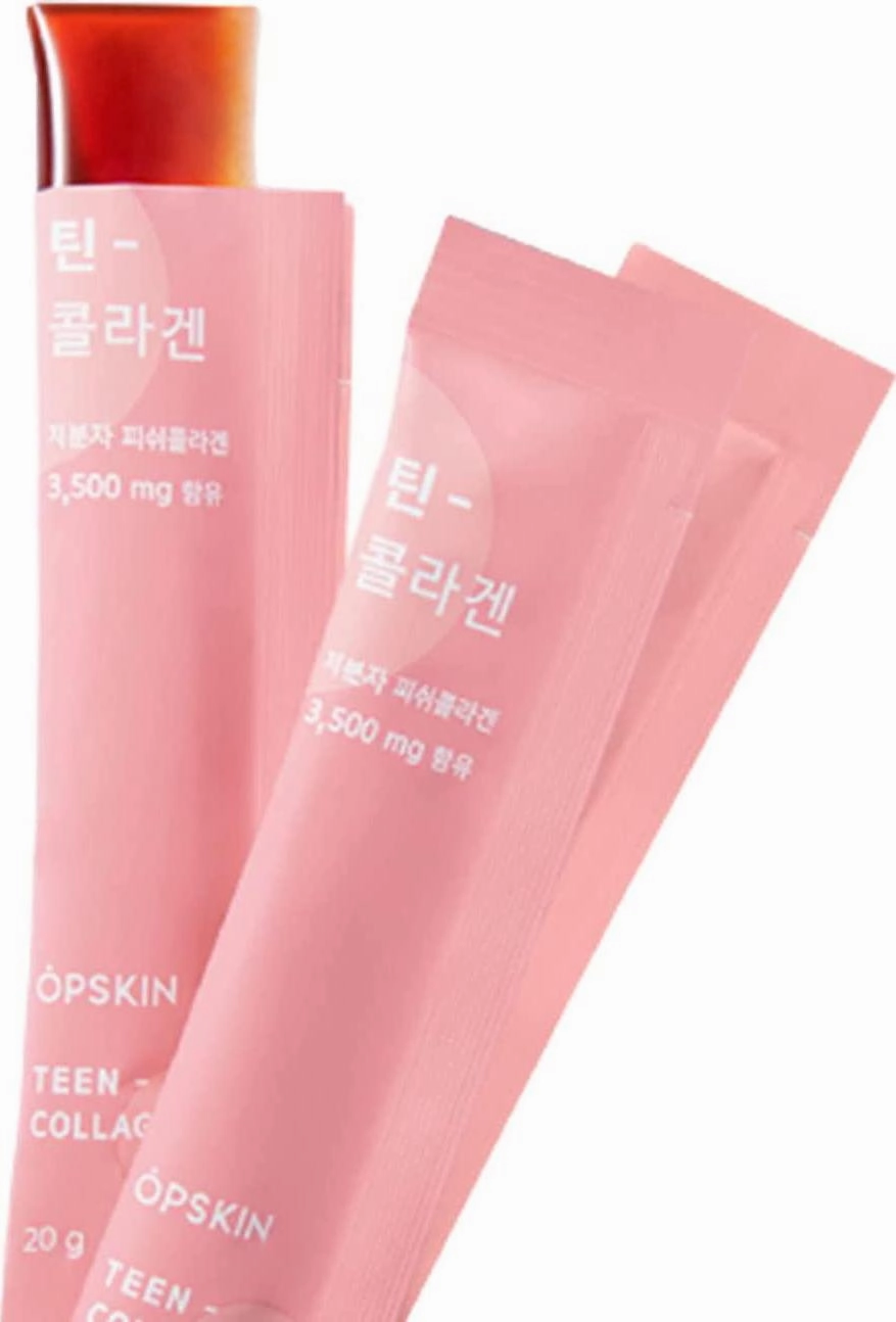 [OPSKIN]Teen Collagen - Grape Fruit Flavored Collagen Gummy Easiest Eating Collagen Supplements for Beauty Skin and Hair with Vitamin C, 14 Pieces