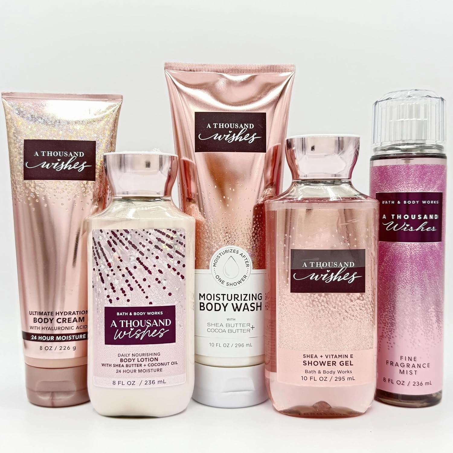 A THOUSAND WISHES 5 Piece Deluxe Gift Set - Includes Ultimate Hydration Body Cream, Body Lotion, Moisturizing Body Wash, Shower Gel and Fine Fragrance Mist - Full Size