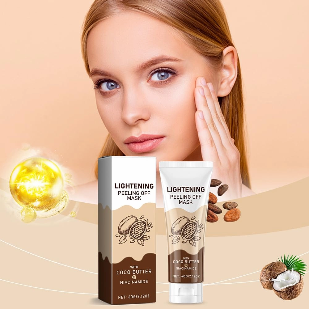 Adera Lightening Peel off Mask, Instant 𝐖𝐡𝐢𝐭𝐞𝐧𝐢𝐧𝐠 Niacinamide Peel-Off Mask, Adera L𝐢g𝐡𝐭𝐞𝐧𝐢𝐧𝐠 Peel off Mask with Chocolate & Niacinamide, Moisturizing (2pcs)
