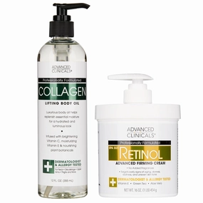 Advanced Clinicals Retinol Anti-Aging Cream   Collagen Hydrating Body Oil Bundle