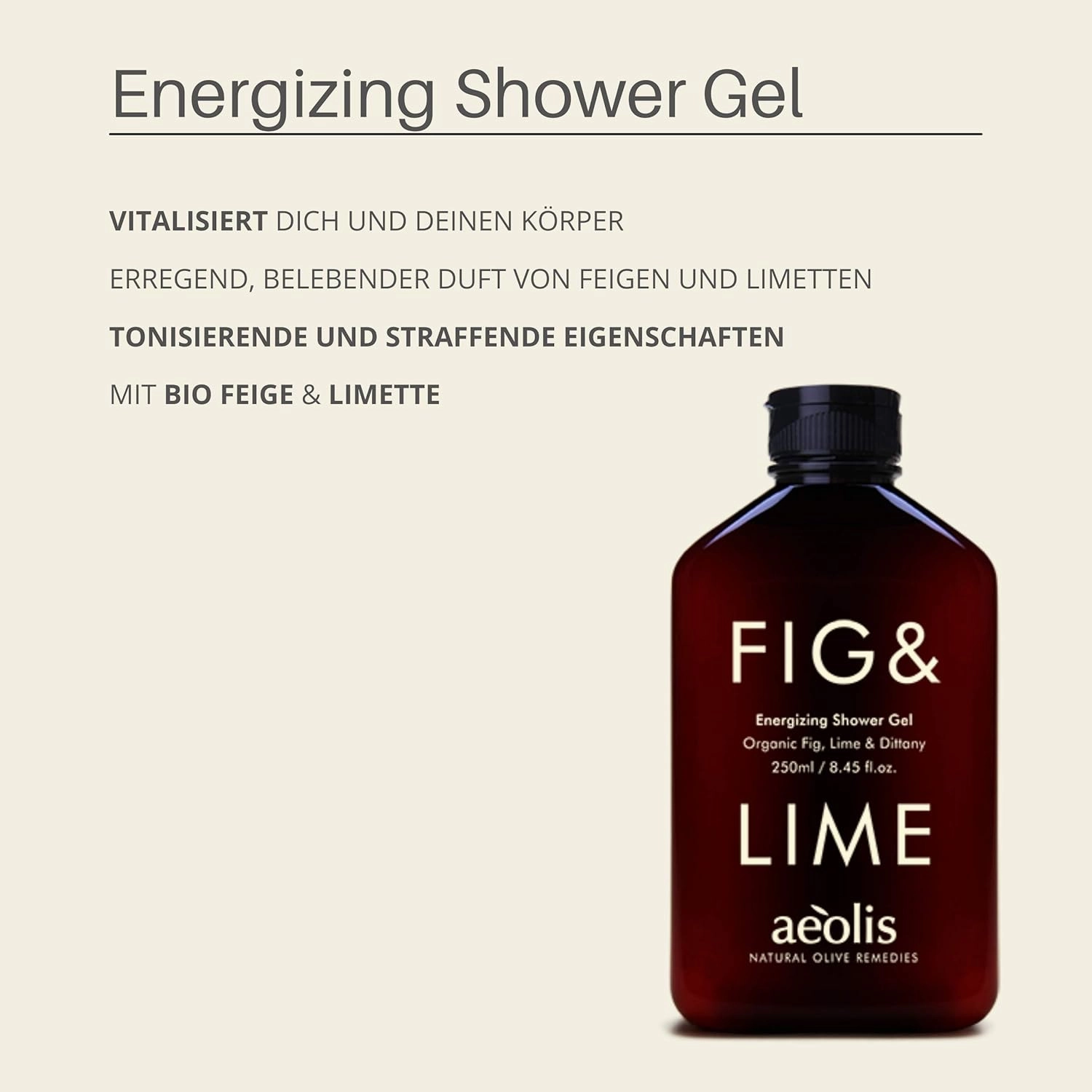 AEOLIS Hydrating Care Shower Gel with Jasmine and Natural Aloe Vera, All-Natural Olive Oil Extract from Greece, Cleanses and Moisturizes, for Men and Women, 100 mL (Fig, Lime, and Dittany, 8.45 Fl Oz)
