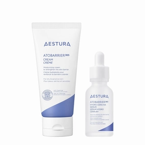 AESTURA ATOBARRIER365 Cream and Hydro CERA-HA Face Serum with Ceramides, Hyaluronic Acid, and Niacinamide for Skin Moisture and Barrier Repair, for Dry & Sensitive Skin, Non-Comedogenic