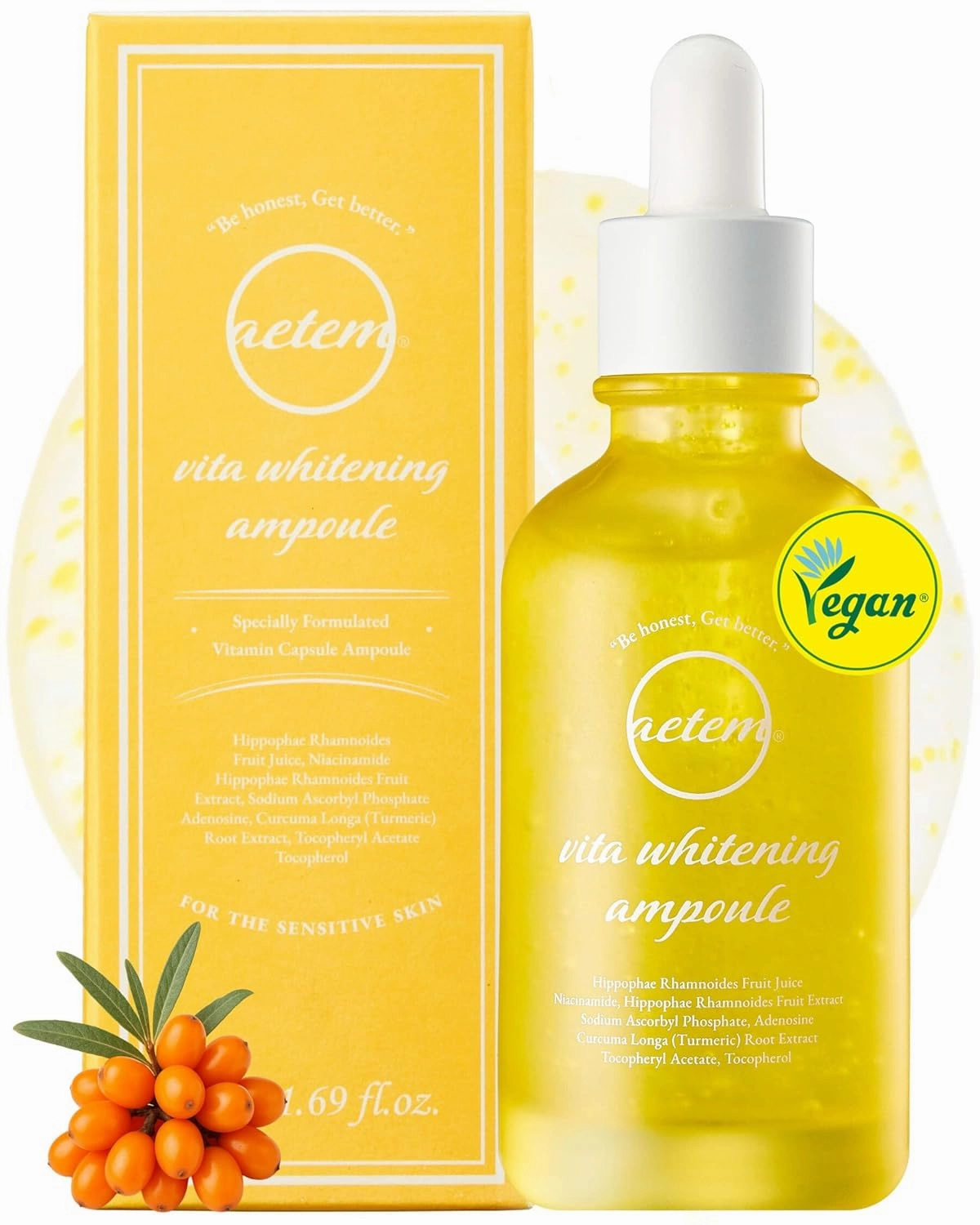 aetem Vita Whitening Ampoule - Vita Capsule & Niacinamide & Vitamin-rich - Brighten skin tone, Reduces Dark Spots, Anti-pigmentation, Korean Skin Care, 50ml, 1.69 fl.oz