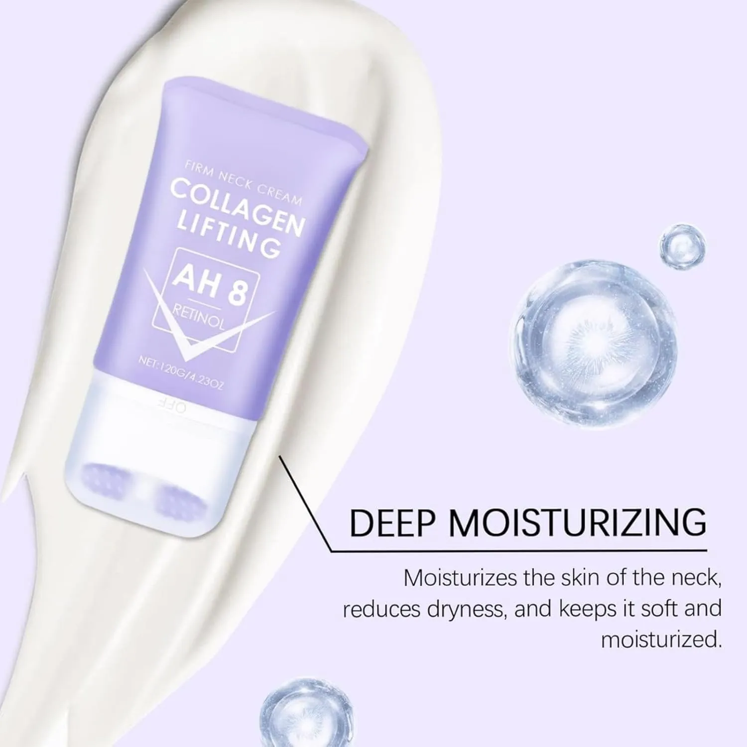 AH-8 Neck Firming Cream, Tighten Lift Neck Cream with Double Roller Massage for Neck Chest Wrinkle Care, Skin Repair, Tightening Lifting Sagging Skin, Collagen Cream Skincare for Women (1Pc)