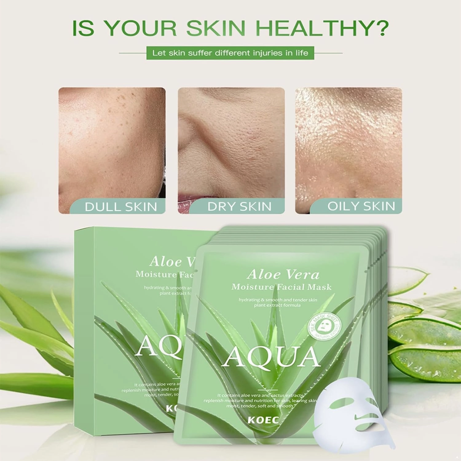 Aislor Aloe Soothing Mask Lightweight Hydrating Gel Mask Overnight Moisturizing Face Mask to Shrink Pores Improve Skin Elasticity Cooling Hydration Facial Treatment Green One Size