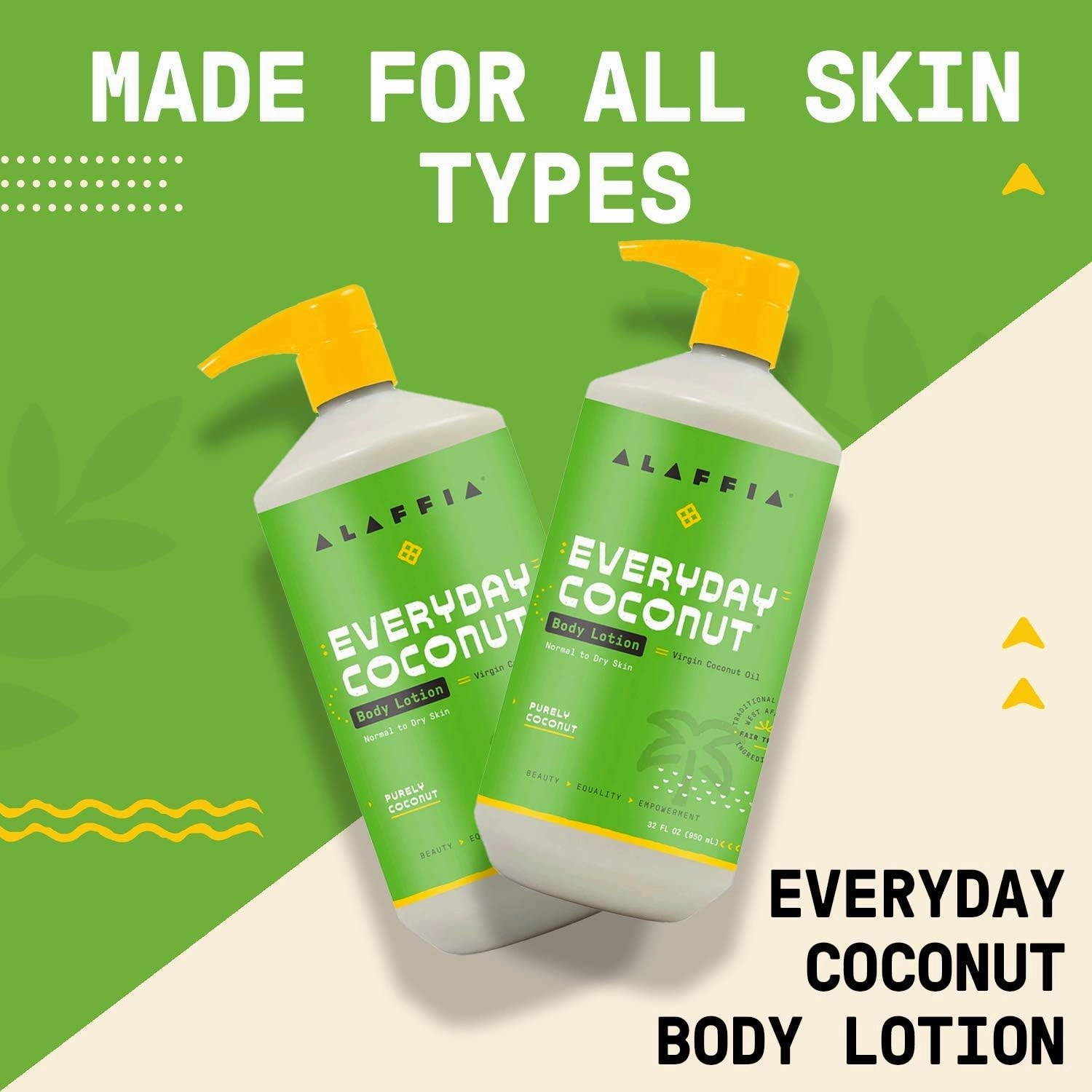 Alaffia EveryDay Coconut Hydrating Body Lotion, Normal to Dry Skin, Moisturizing Support for Soft & Supple Skin, Coconut Lime, 32 Fl Oz