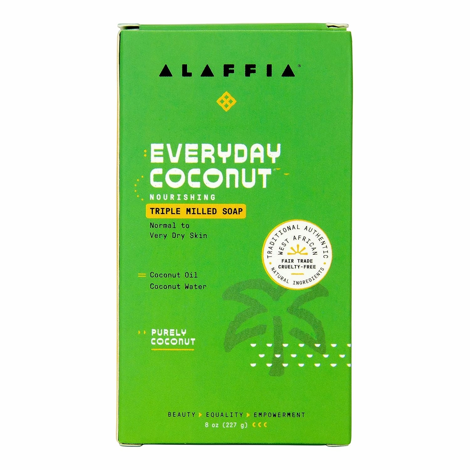 Alaffia EveryDay Coconut Soap Bar - Body Soap, Natural Coconut Oil, Shea Butter & Aromatic Plant Extracts, Ergonomic Bar Soap, Purely Coconut Scent, 8 Oz Ea (Pack of 4)