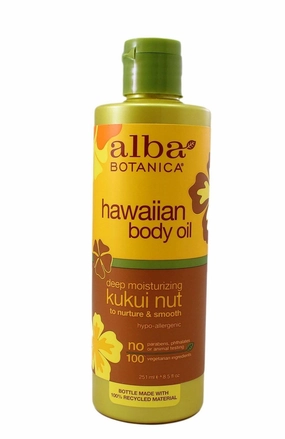Alba Botanica Hawaiian Body Oil Kukui Nut 8.5 Ounces 2 Pack