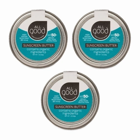 All Good Zinc Butter Sunscreen - Travel Size, Zinc Oxide Face, Nose, Ears Sunscreen, UVA/UVB Broad Spectrum SPF 50  Water Resistant, Coral Reef Friendly (1 oz)(3-pack)