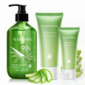 All Purpose Aloe Vera Gels Set - 3 Pieces - 300g Aloe Vera Gel   Tea Tree Oil, 114g Aloe Vera Gel & 45g Aloe Vera Gel