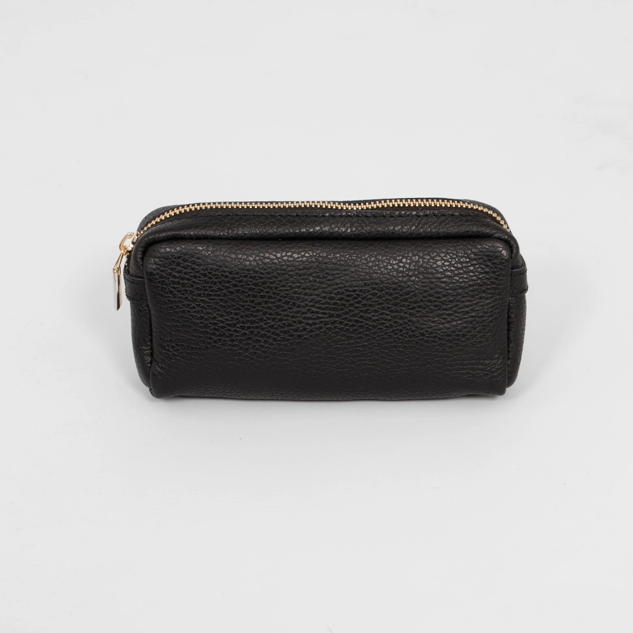 Allegra Italian Leather Cosmetic Bag - Black, Pebbled