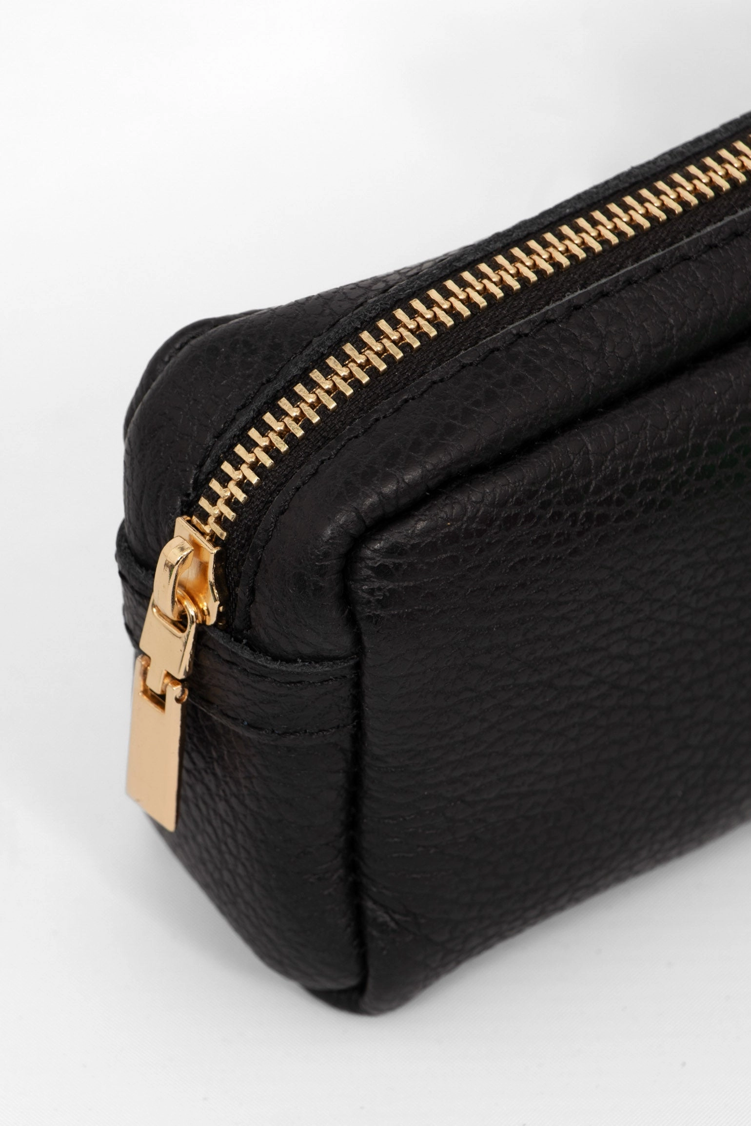 Allegra Italian Leather Cosmetic Bag - Black, Pebbled