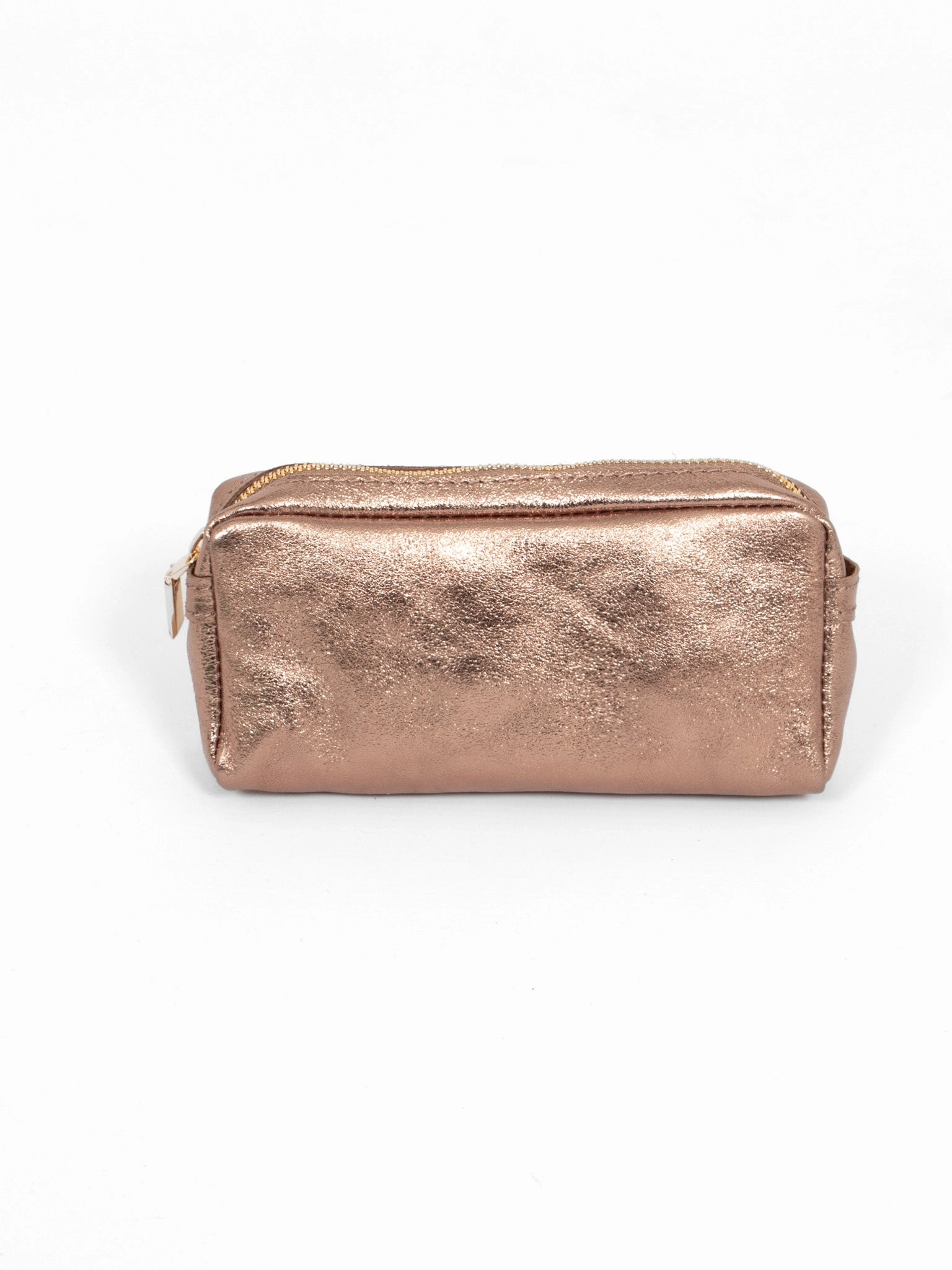 Allegra Italian Leather Cosmetic Bag - Champagne, Metallic