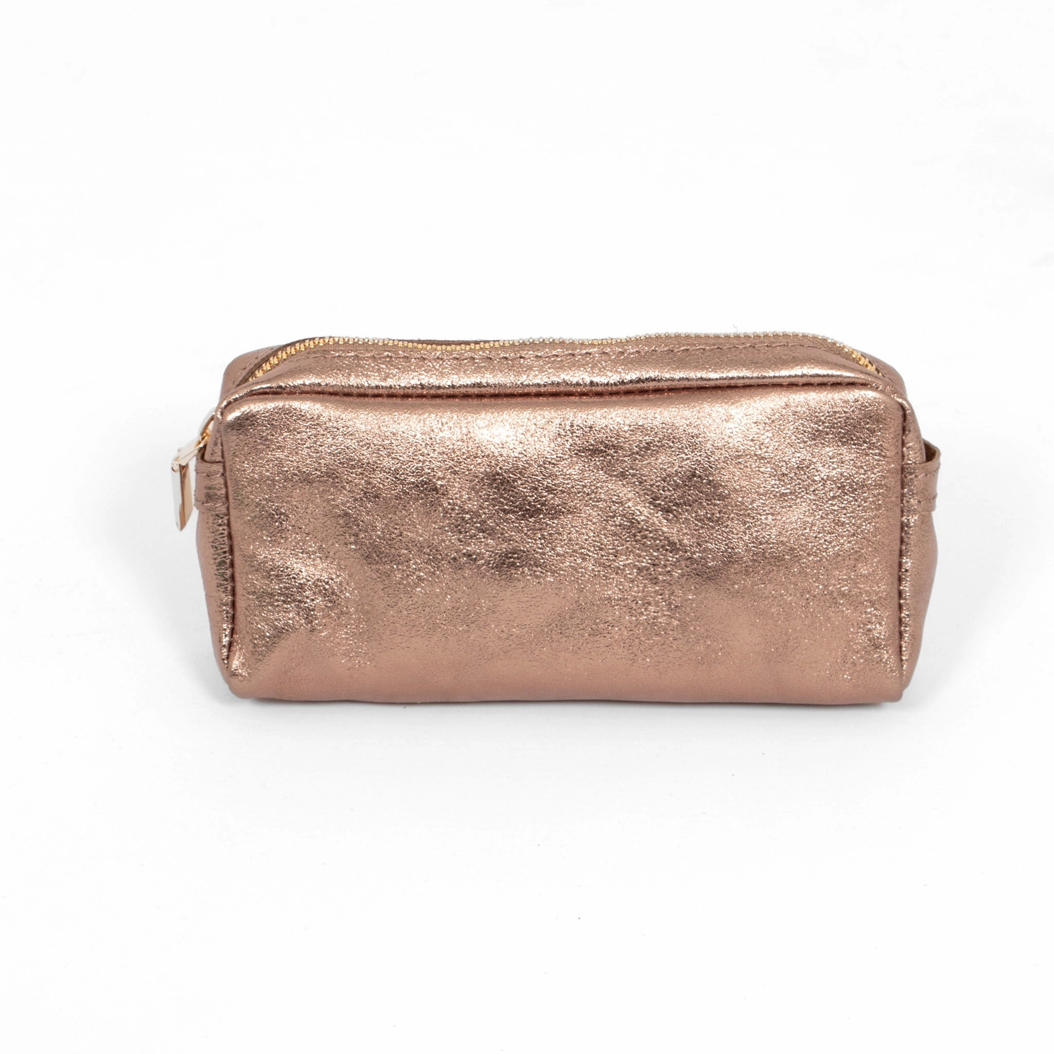 Allegra Italian Leather Cosmetic Bag - Champagne, Metallic