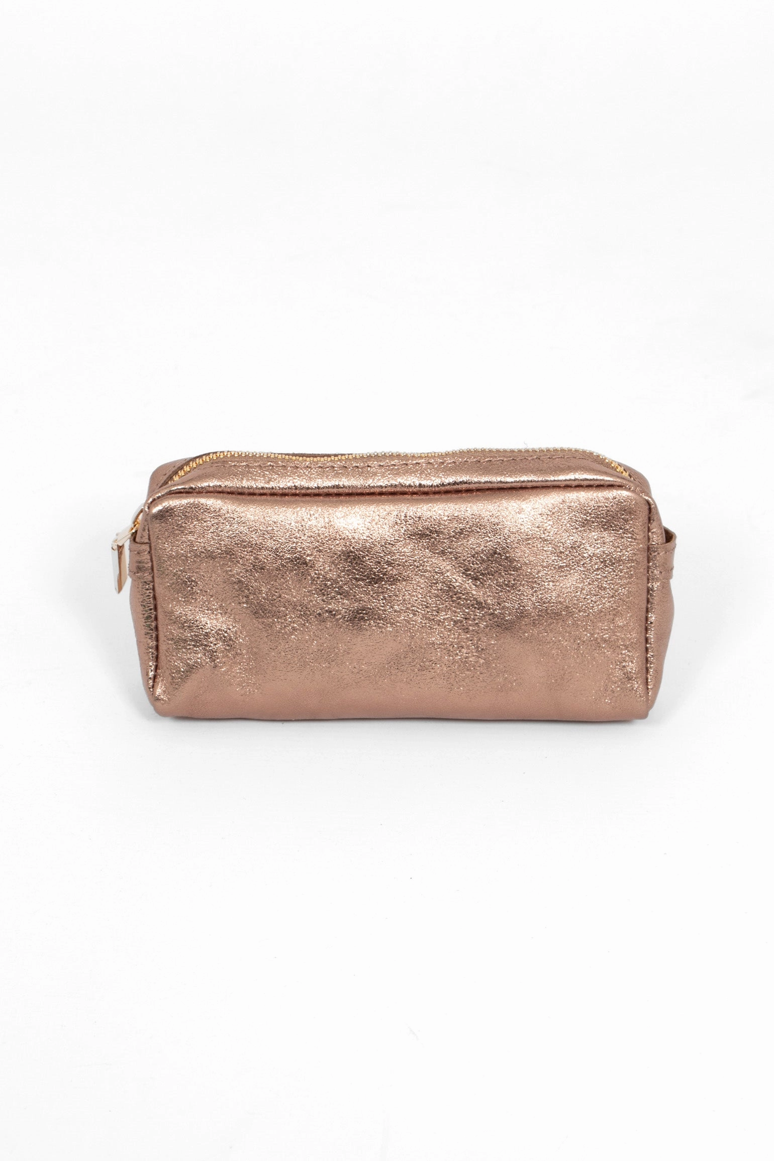 Allegra Italian Leather Cosmetic Bag - Champagne, Metallic
