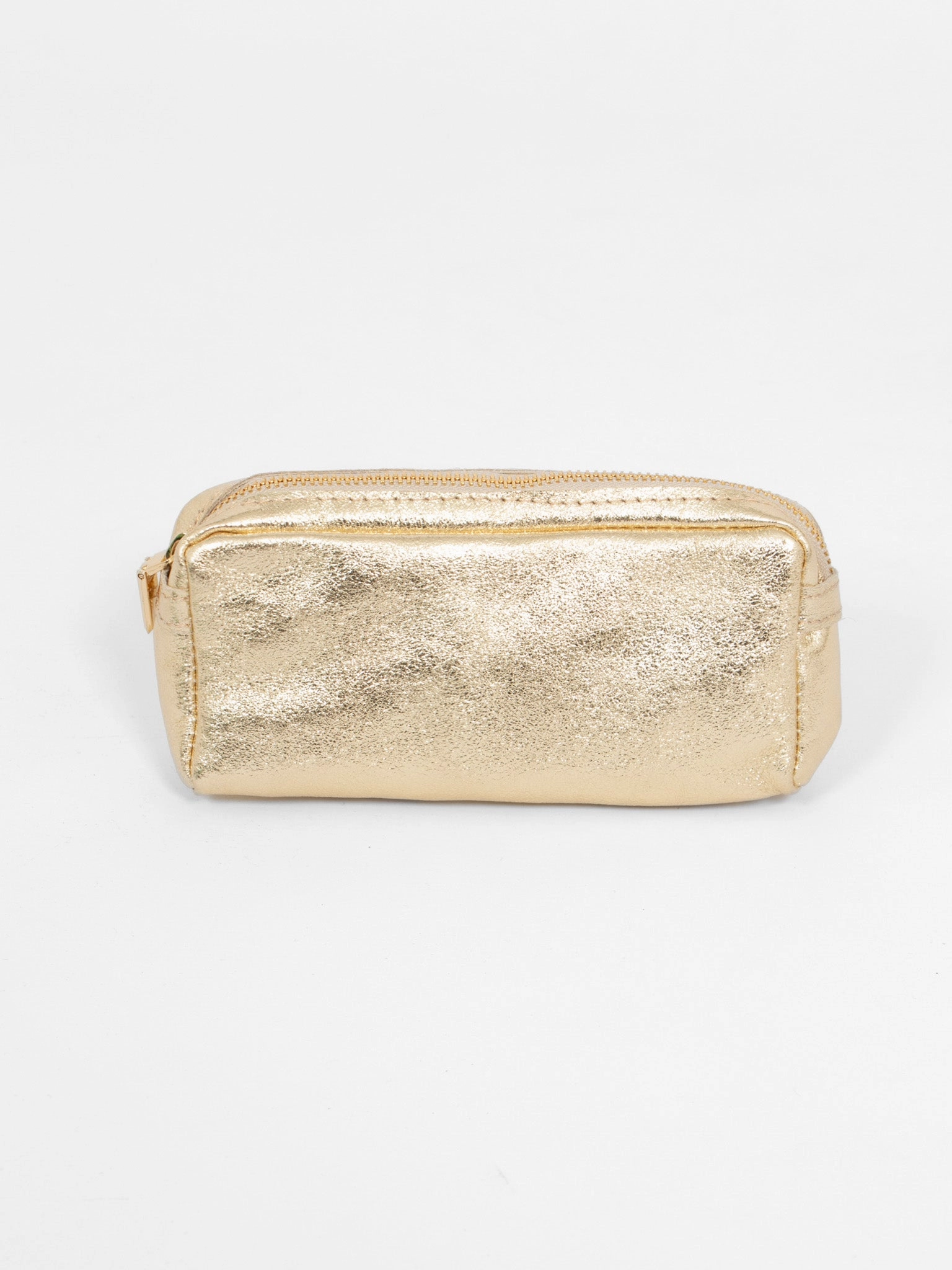 Allegra Italian Leather Cosmetic Bag - Gold, Metallic