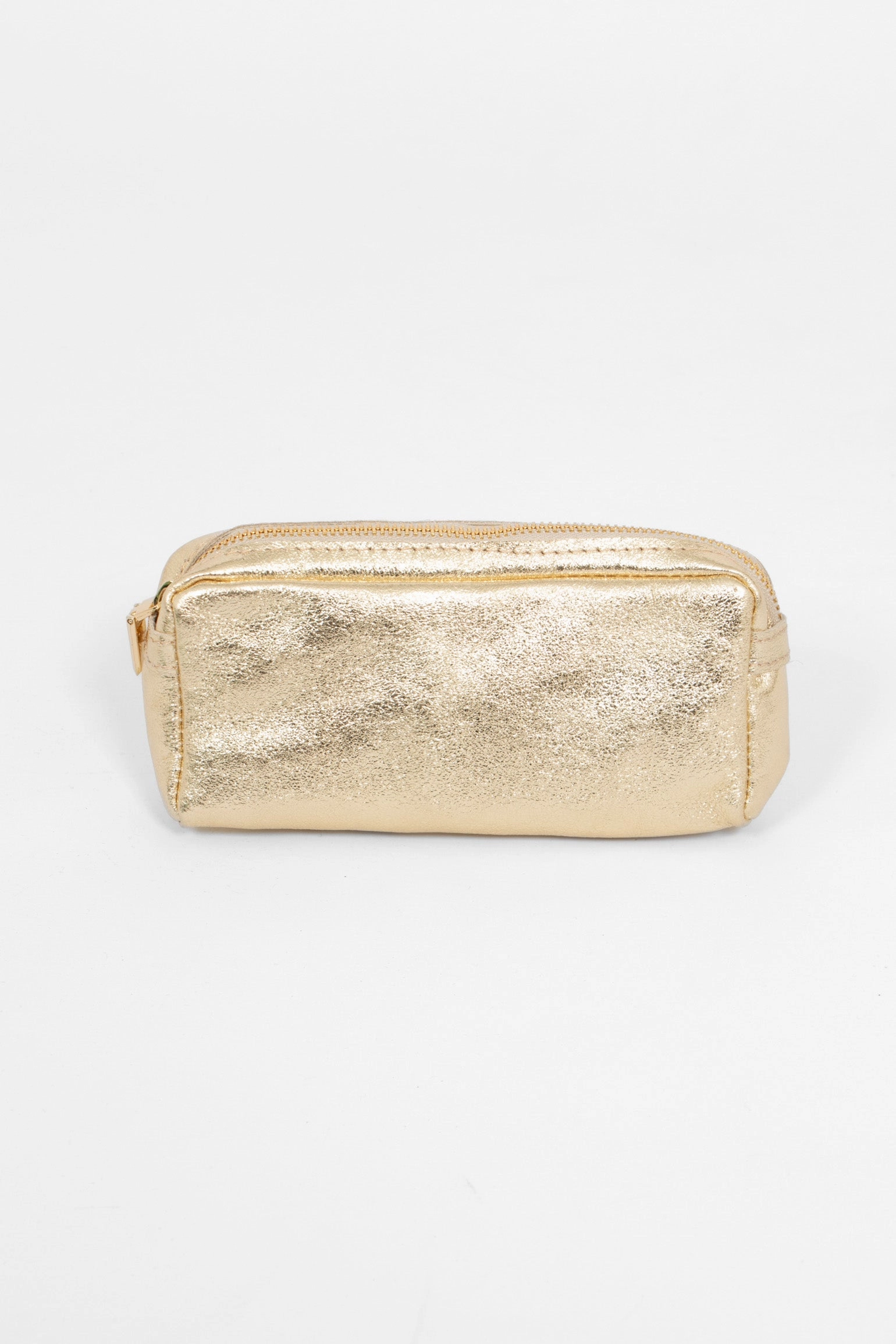 Allegra Italian Leather Cosmetic Bag - Gold, Metallic
