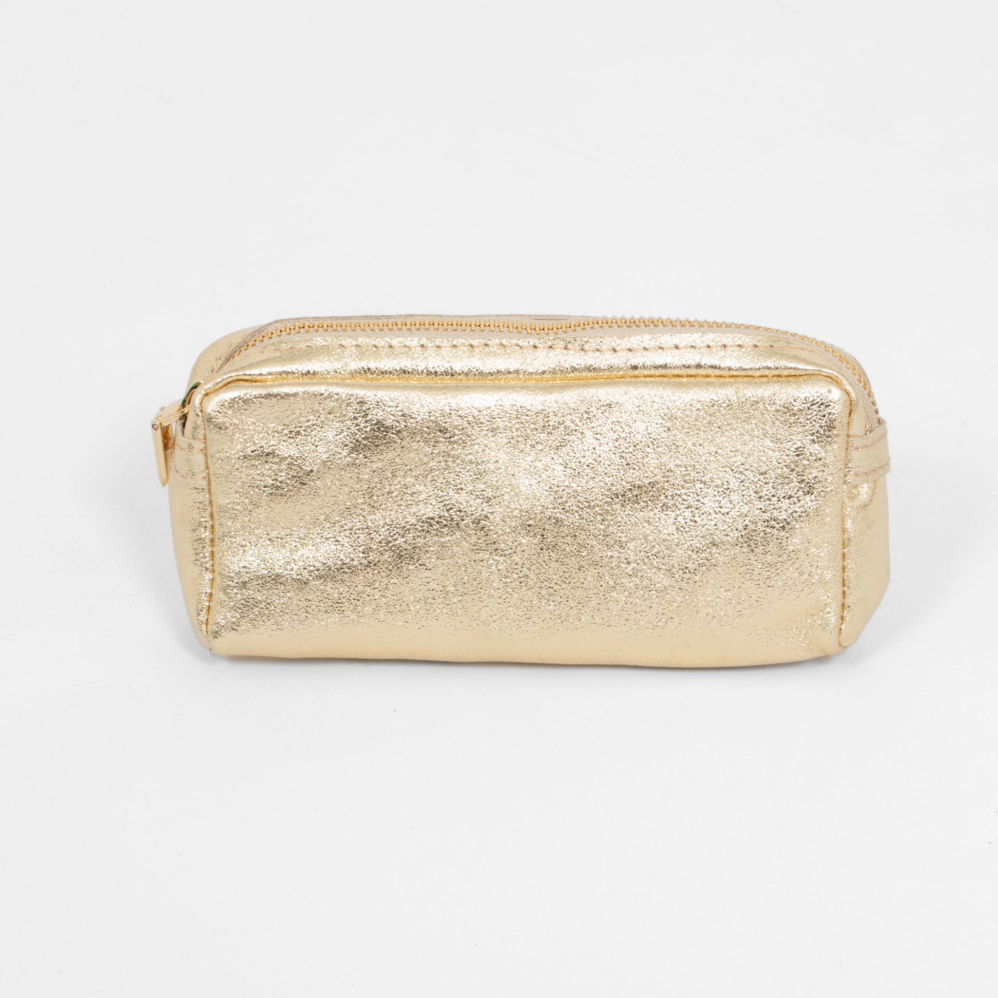 Allegra Italian Leather Cosmetic Bag - Gold, Metallic