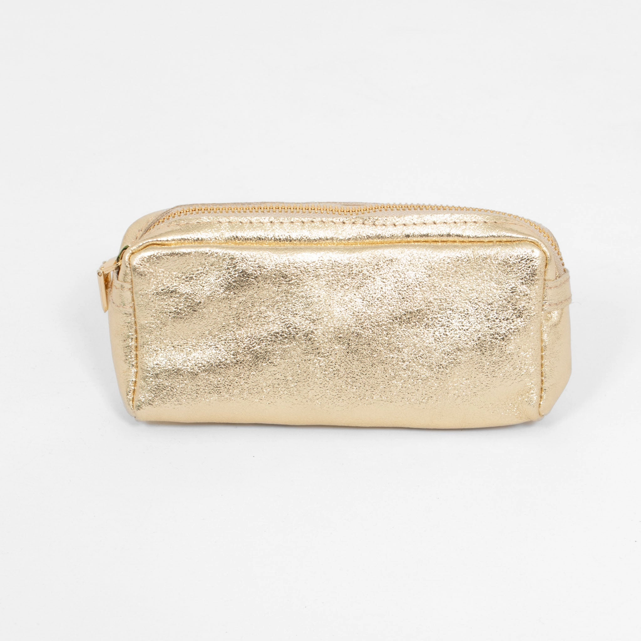 Allegra Italian Leather Cosmetic Bag - Gold, Metallic